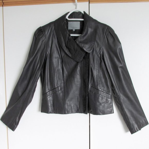 Classiques Entier Dark Dark Purple Soft Leather Crop Jacket Moto Side Zip Size M - Picture 1 of 12